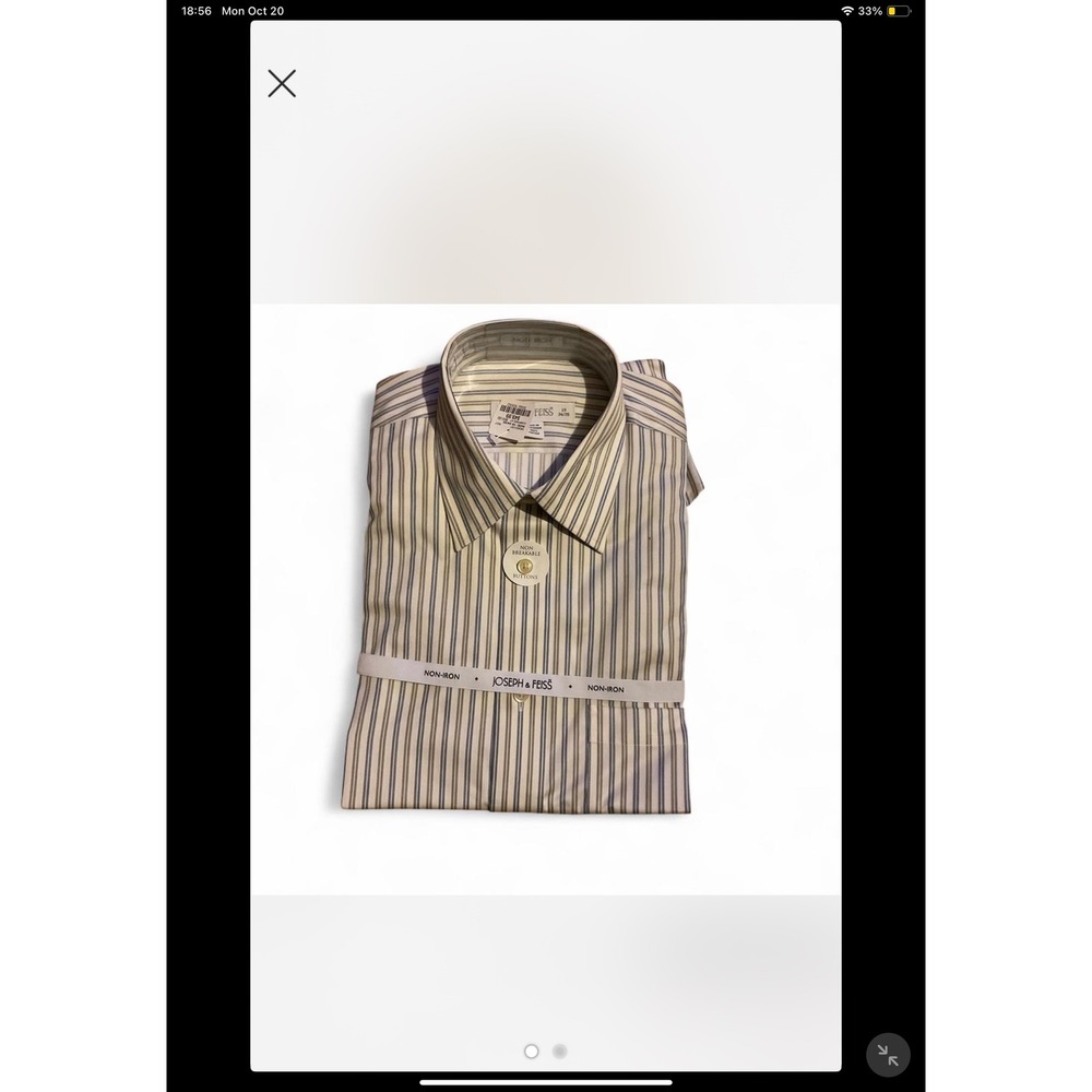 Joseph & Feiss Men's Dress Shirt 15 34/35 Striped Non Iron NEW $50 Retail